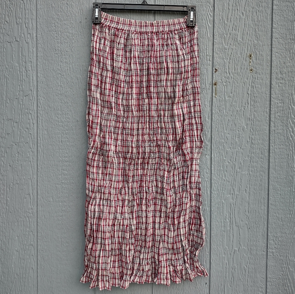 Plaid A-Line Skirt - Red and White
